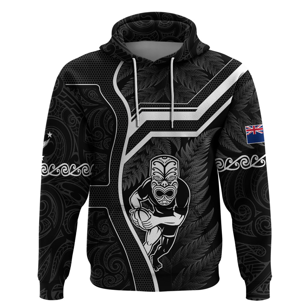 Custom New Zealand Aotearoa Rugby Hoodie Black Fern Maori Tribal Sporty Style LT9