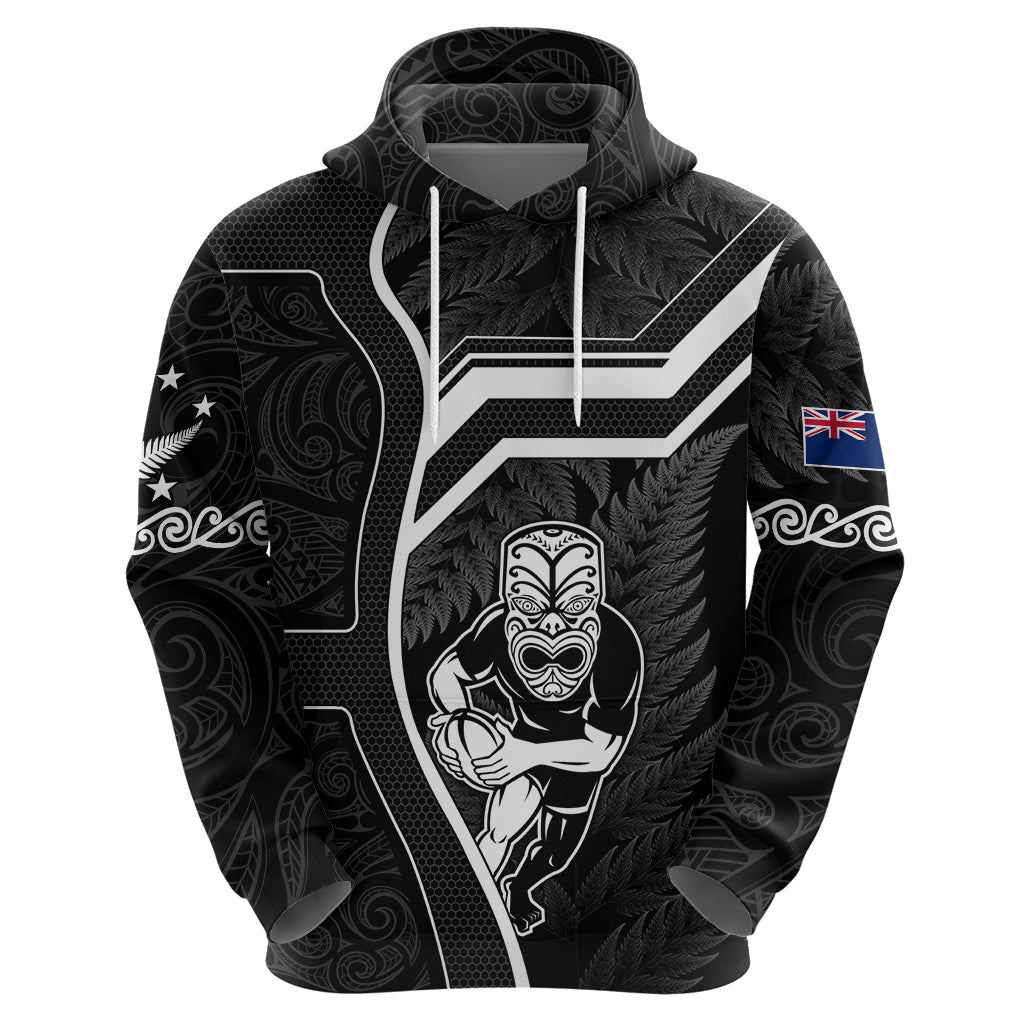 Custom New Zealand Aotearoa Rugby Hoodie Black Fern Maori Tribal Sporty Style LT9