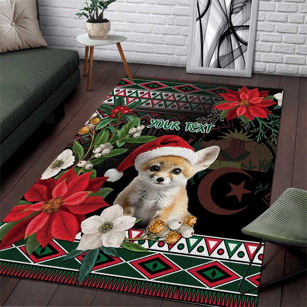 Algeria Christmas Personalized Area Rug Fennec Fox Santa and Traditional Pattern LT9