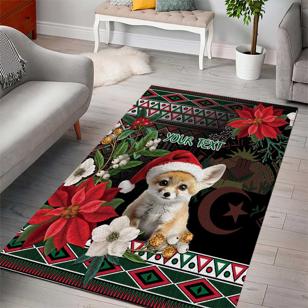 Algeria Christmas Personalized Area Rug Fennec Fox Santa and Traditional Pattern LT9