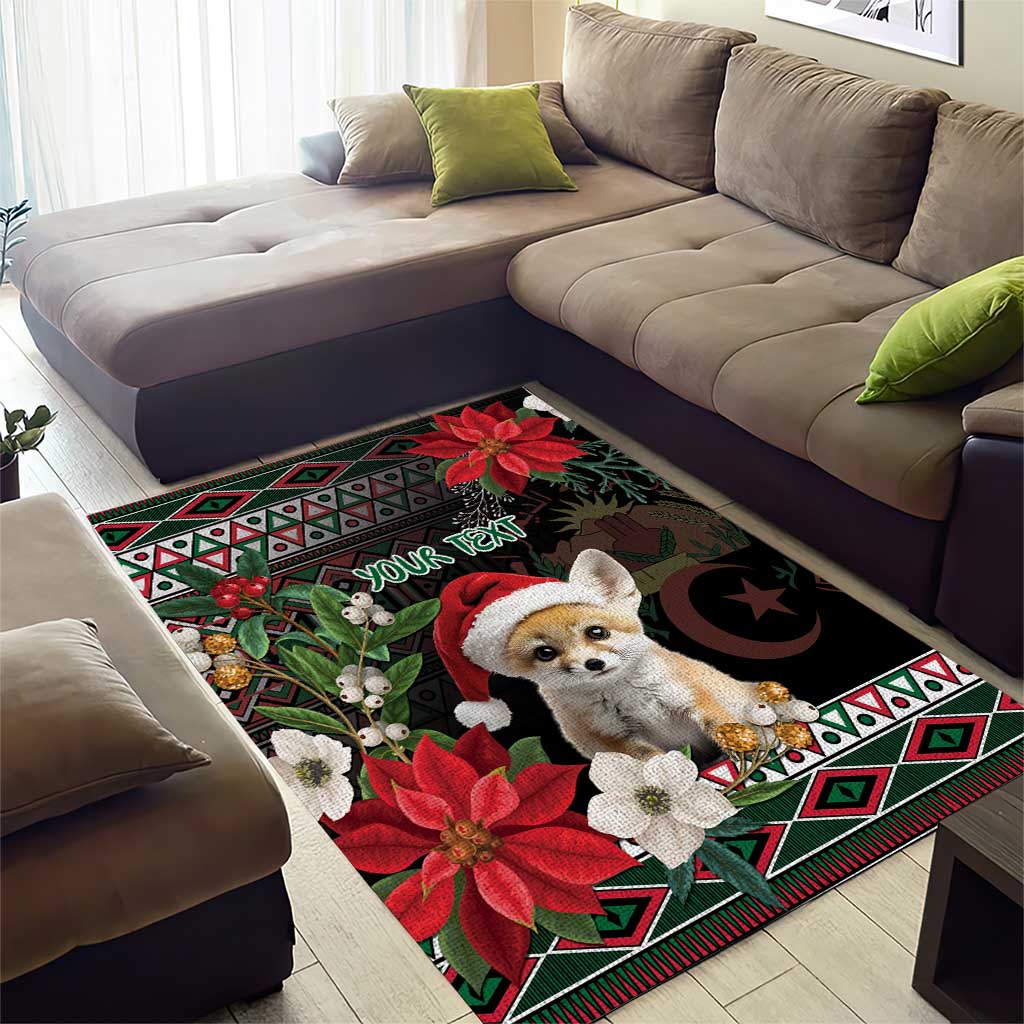 Algeria Christmas Personalized Area Rug Fennec Fox Santa and Traditional Pattern LT9