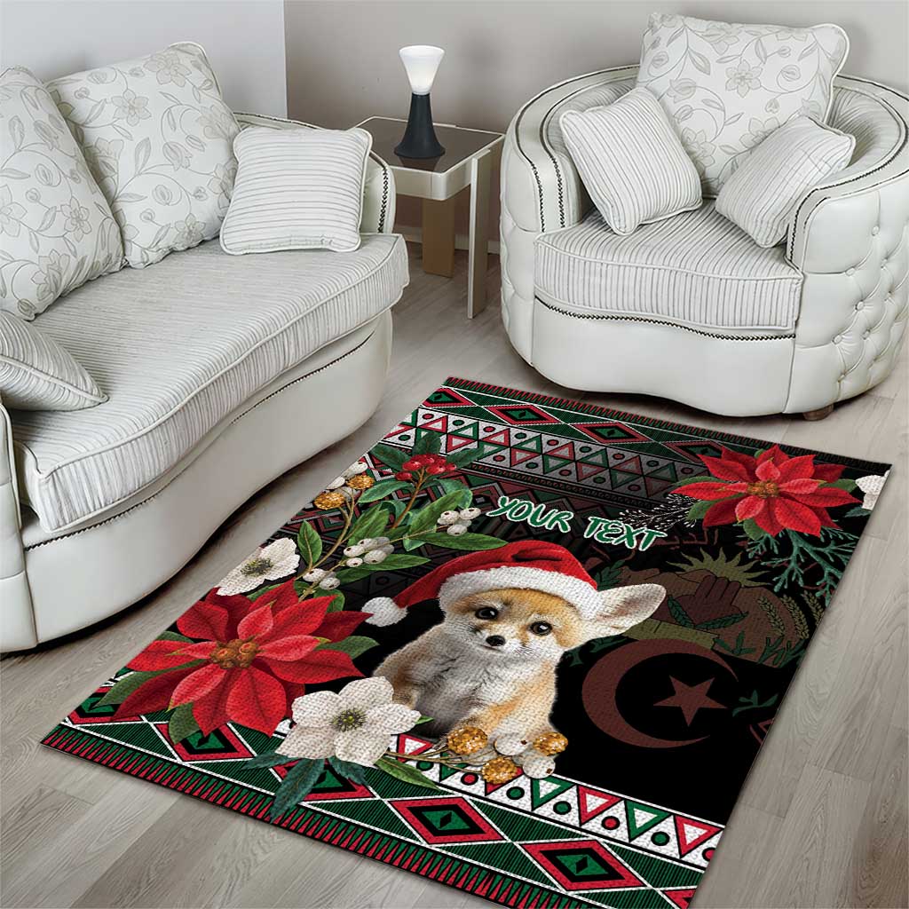 Algeria Christmas Personalized Area Rug Fennec Fox Santa and Traditional Pattern LT9