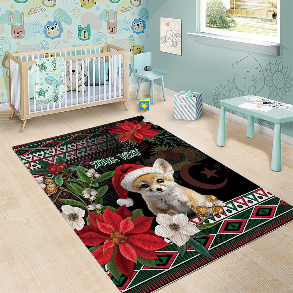 Algeria Christmas Personalized Area Rug Fennec Fox Santa and Traditional Pattern LT9