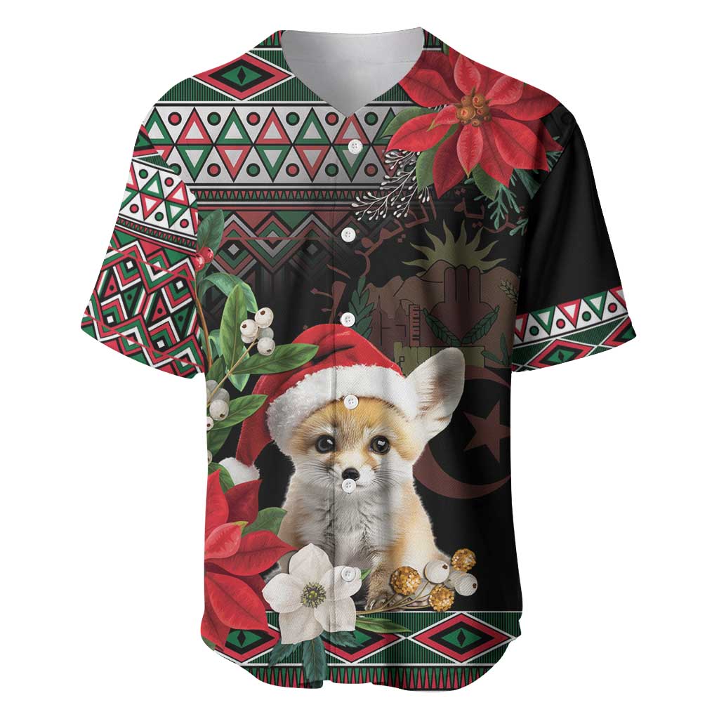 Algeria Christmas Personalized Baseball Jersey Fennec Fox Santa and Traditional Pattern LT9