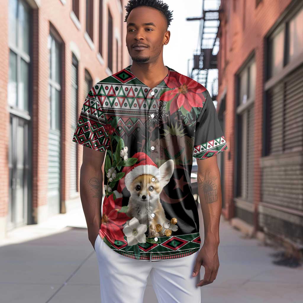 Algeria Christmas Personalized Baseball Jersey Fennec Fox Santa and Traditional Pattern LT9