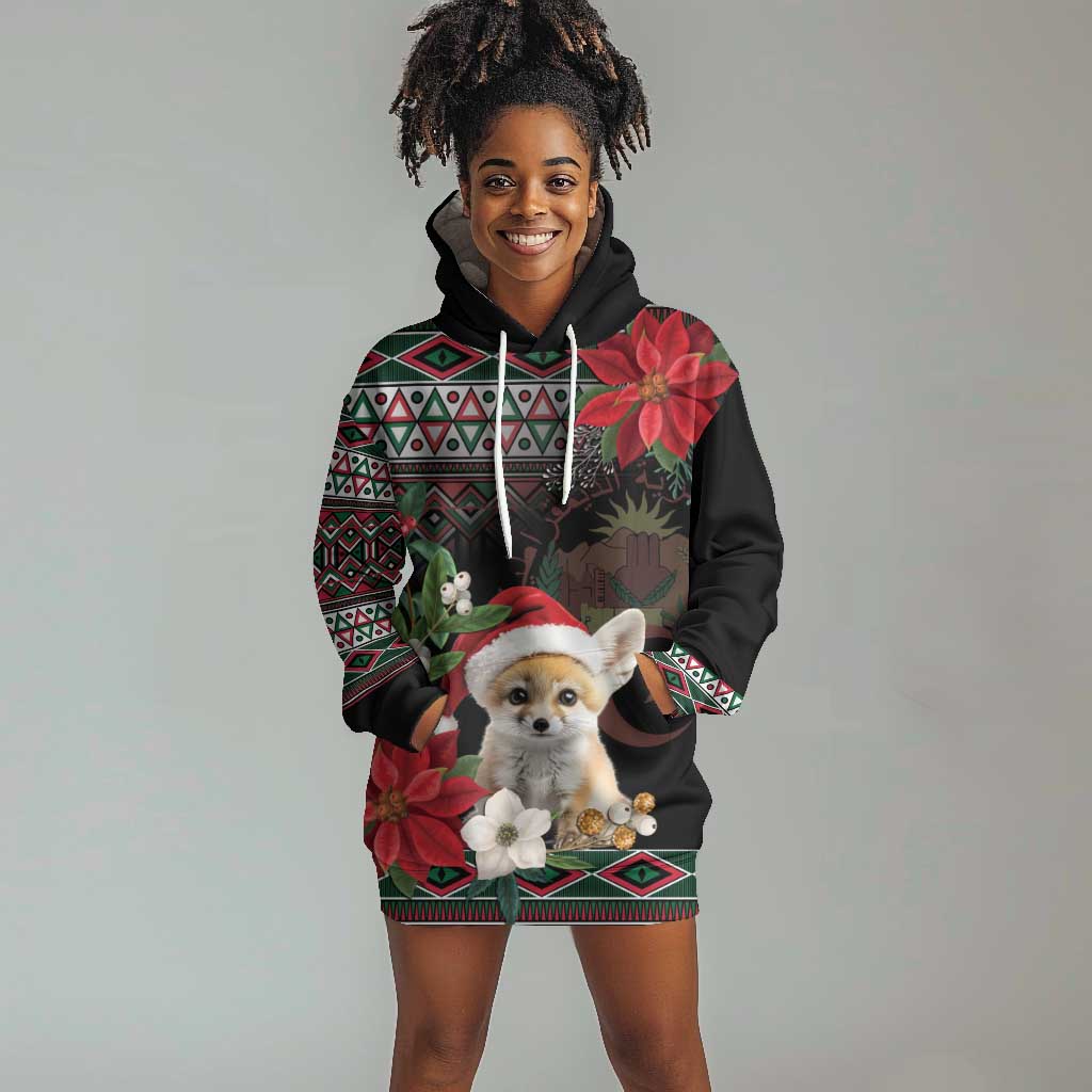 Algeria Christmas Personalized Hoodie Dress Fennec Fox Santa and Traditional Pattern LT9