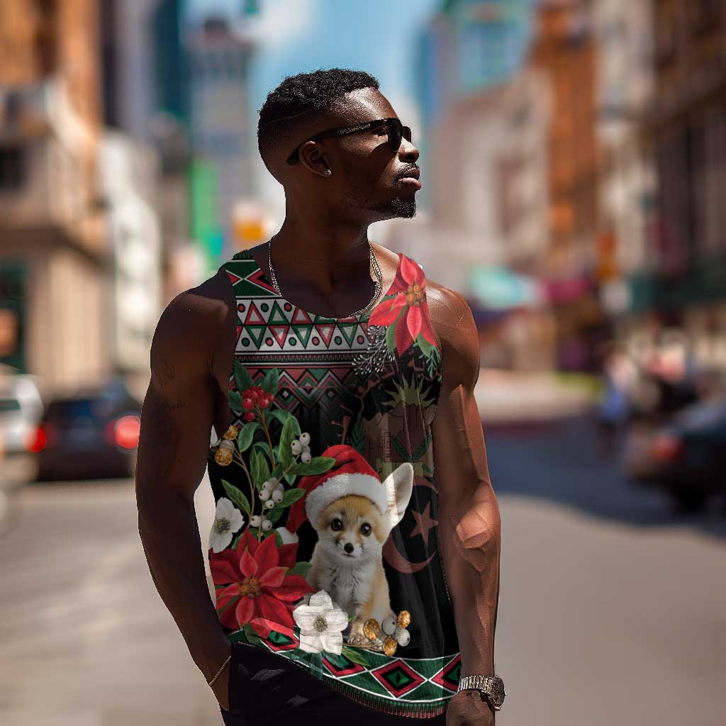 Algeria Christmas Personalized Men Tank Top Fennec Fox Santa and Traditional Pattern LT9