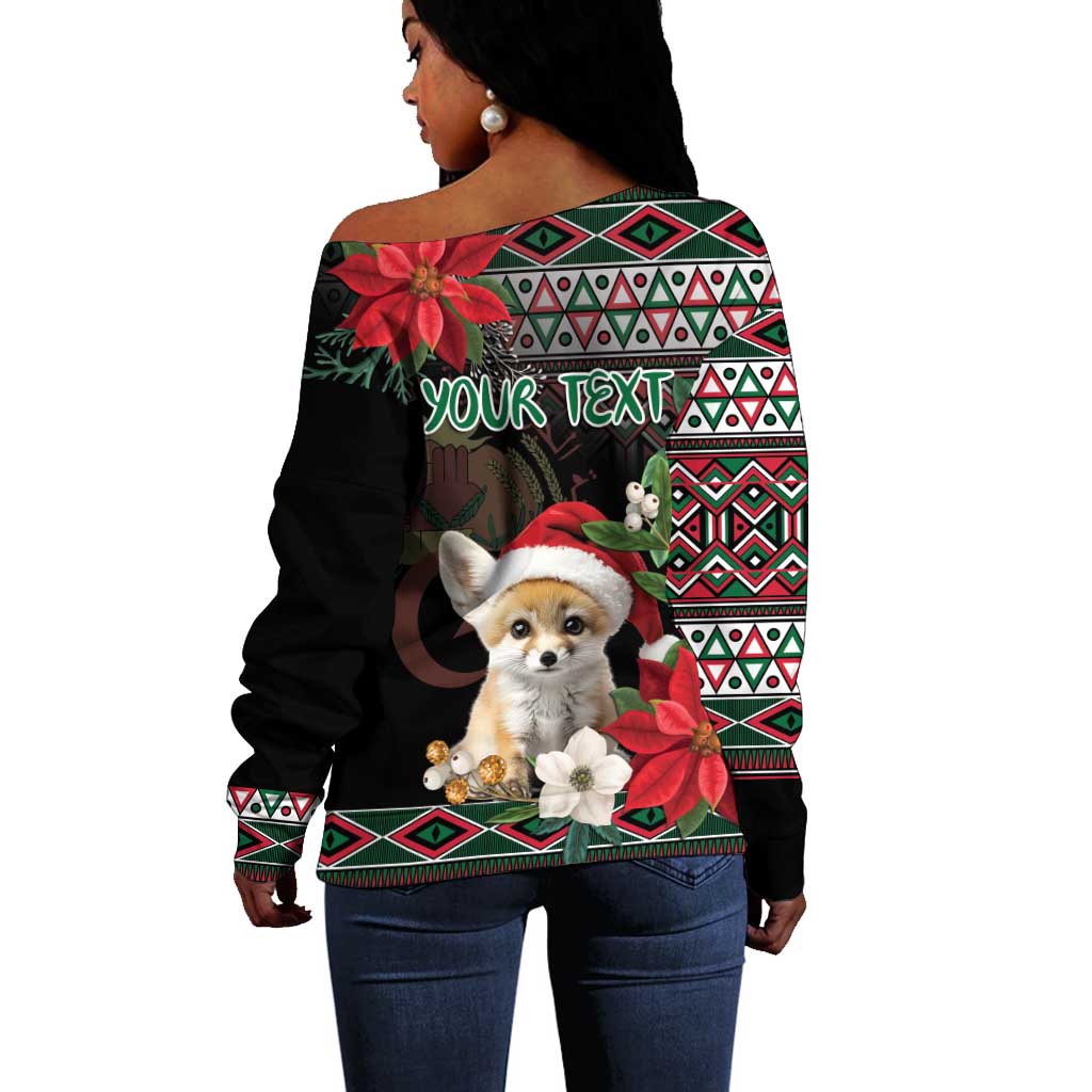 Algeria Christmas Personalized Off Shoulder Sweater Fennec Fox Santa and Traditional Pattern LT9