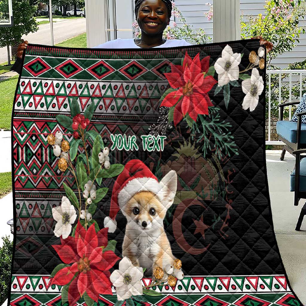 Algeria Christmas Personalized Quilt Fennec Fox Santa and Traditional Pattern LT9