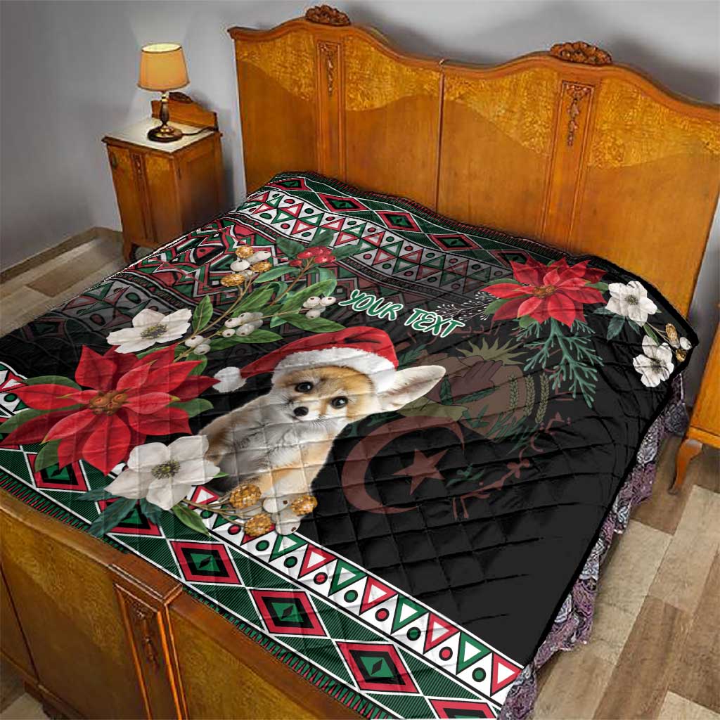 Algeria Christmas Personalized Quilt Fennec Fox Santa and Traditional Pattern LT9