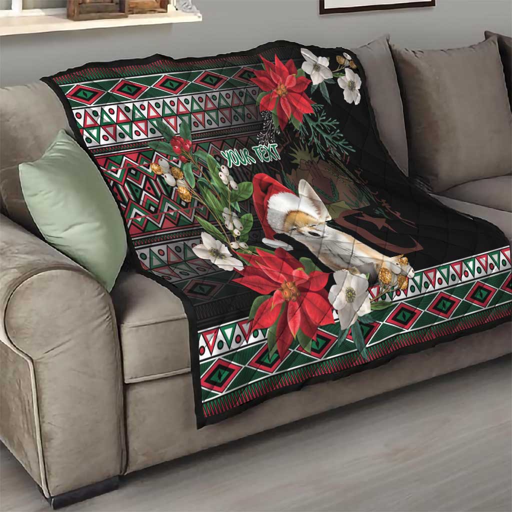 Algeria Christmas Personalized Quilt Fennec Fox Santa and Traditional Pattern LT9