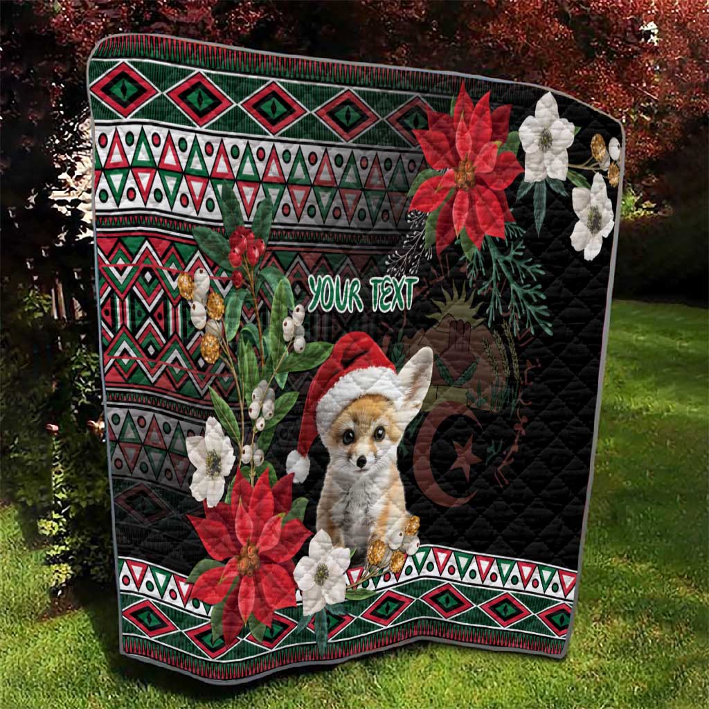 Algeria Christmas Personalized Quilt Fennec Fox Santa and Traditional Pattern LT9