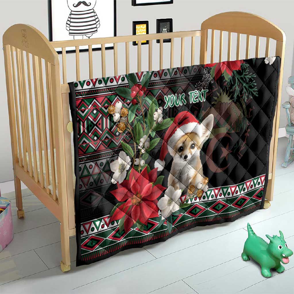 Algeria Christmas Personalized Quilt Fennec Fox Santa and Traditional Pattern LT9