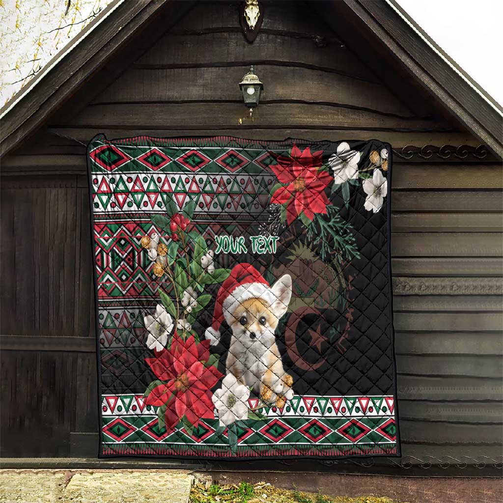 Algeria Christmas Personalized Quilt Fennec Fox Santa and Traditional Pattern LT9