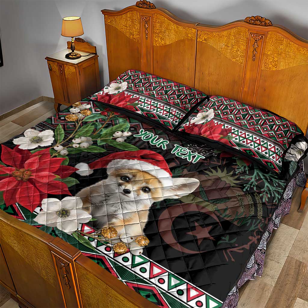 Algeria Christmas Personalized Quilt Bed Set Fennec Fox Santa and Traditional Pattern LT9
