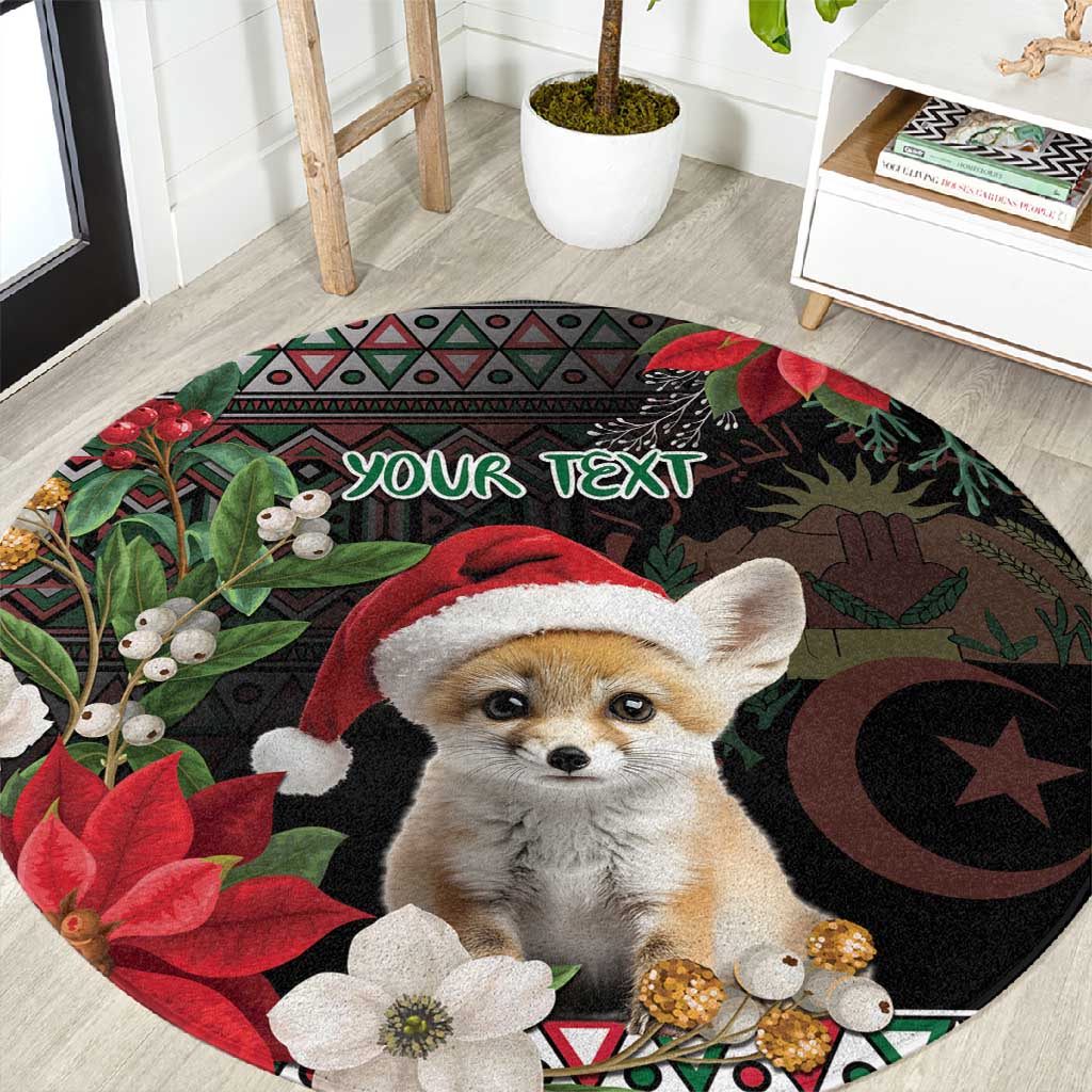 Algeria Christmas Personalized Round Carpet Fennec Fox Santa and Traditional Pattern LT9