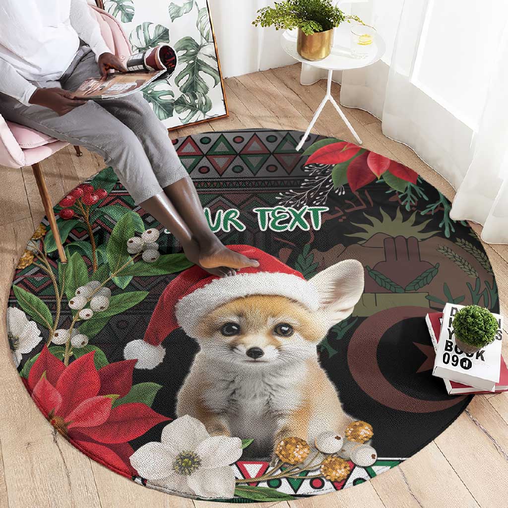 Algeria Christmas Personalized Round Carpet Fennec Fox Santa and Traditional Pattern LT9