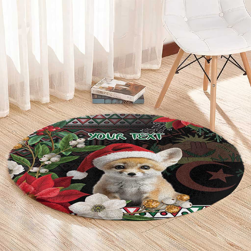 Algeria Christmas Personalized Round Carpet Fennec Fox Santa and Traditional Pattern LT9