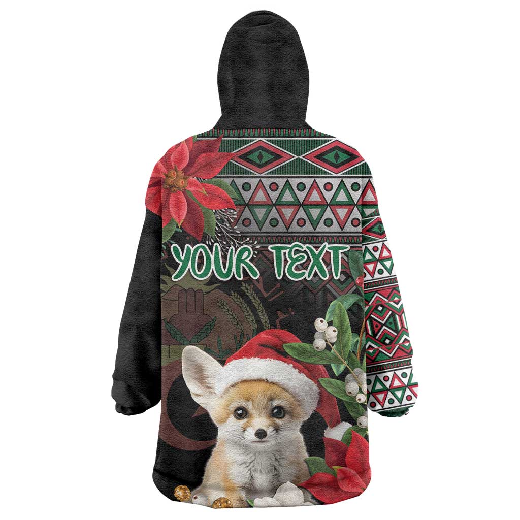Algeria Christmas Personalized Wearable Blanket Hoodie Fennec Fox Santa and Traditional Pattern LT9