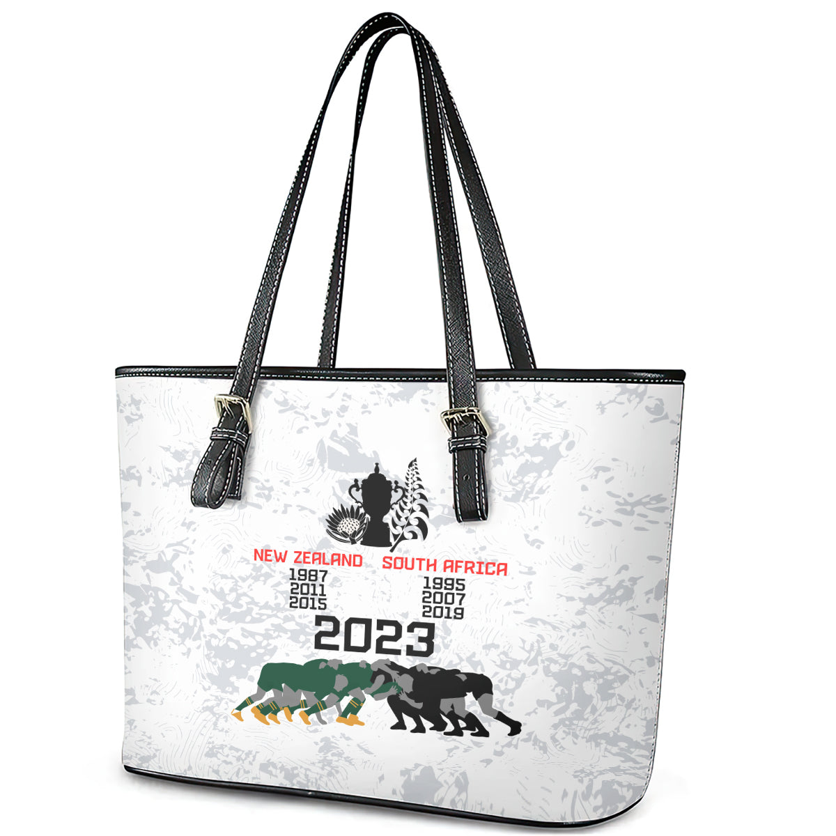 New Zealand South Africa Rugby Leather Tote Bag History Commemorative World Cup Winners Unique LT9