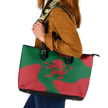 Morocco Proclamation Day With Flag Color Leather Tote Bag LT9