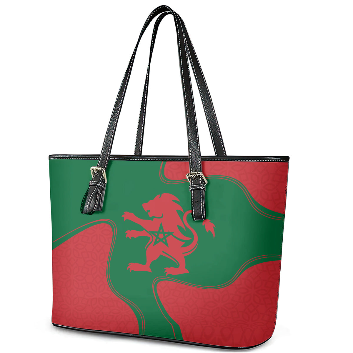 Morocco Proclamation Day With Flag Color Leather Tote Bag LT9