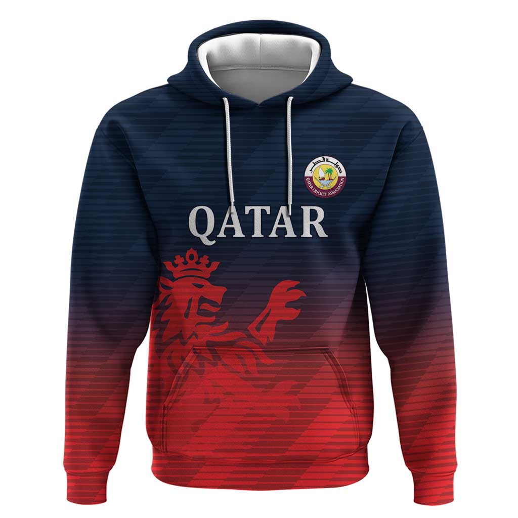 Custom Qatar Cricket Hoodie Red Sporty Pattern LT9