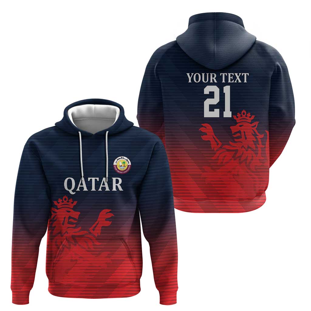 Custom Qatar Cricket Hoodie Red Sporty Pattern LT9