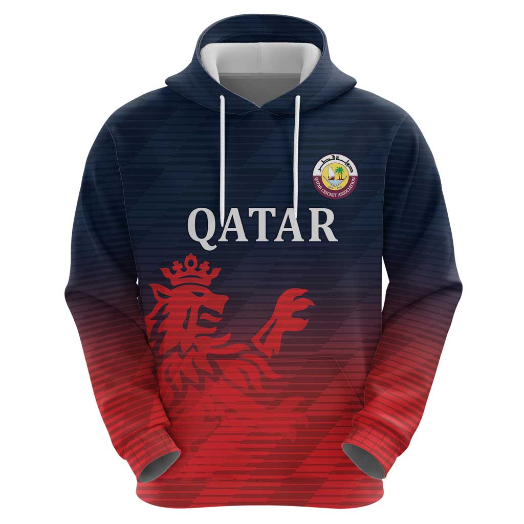 Custom Qatar Cricket Hoodie Red Sporty Pattern LT9