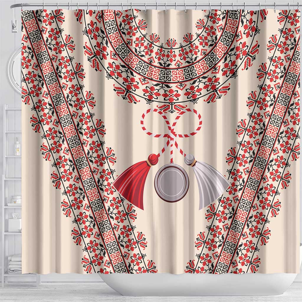 Baba Marta Day Martenitsa Shower Curtain Traditional Bulgarian Embroidery LT9
