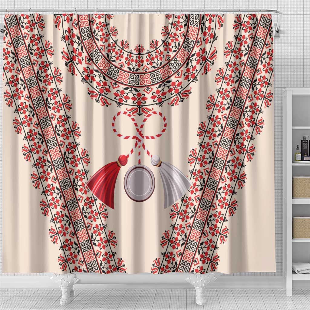 Baba Marta Day Martenitsa Shower Curtain Traditional Bulgarian Embroidery LT9