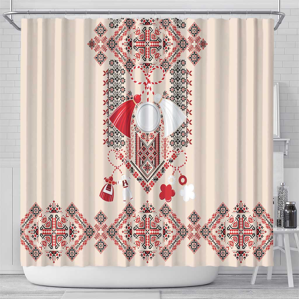 Vintage Martisor Day Martenitsa Shower Curtain Traditional Romanian Embroidery No1 LT9