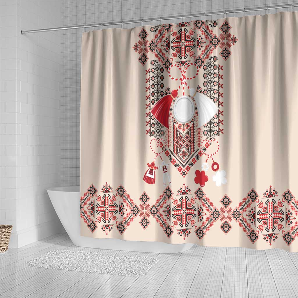 Vintage Martisor Day Martenitsa Shower Curtain Traditional Romanian Embroidery No1 LT9