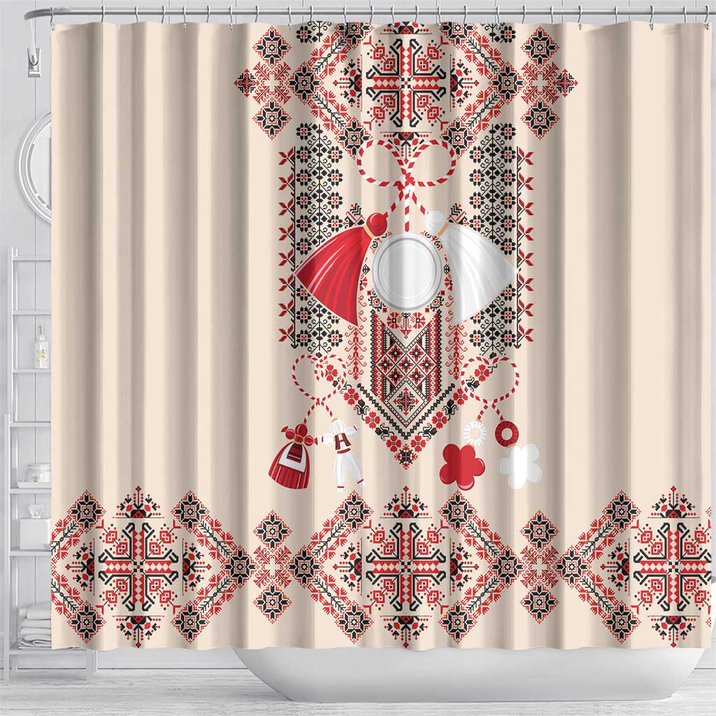 Vintage Martisor Day Martenitsa Shower Curtain Traditional Romanian Embroidery No1 LT9