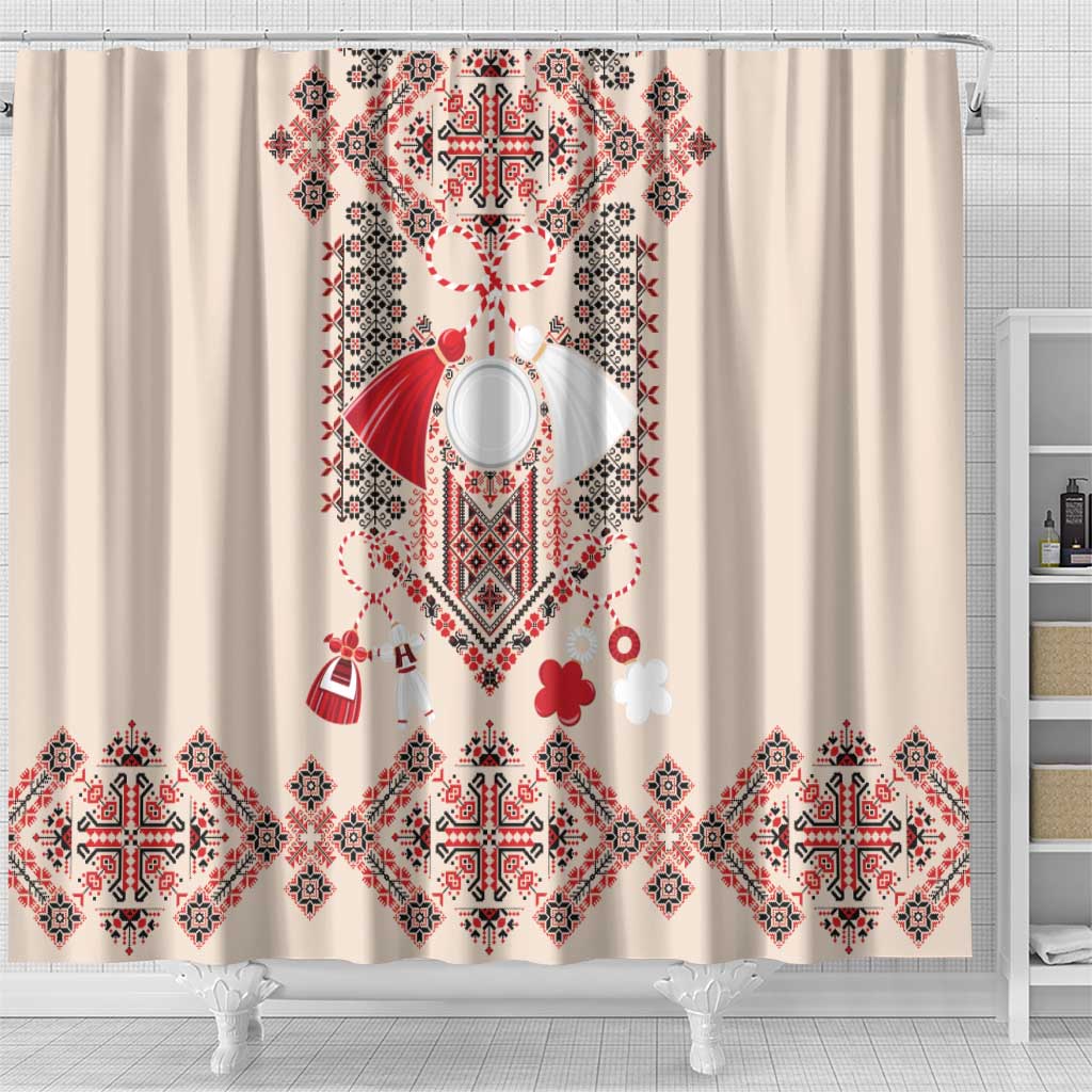 Vintage Martisor Day Martenitsa Shower Curtain Traditional Romanian Embroidery No1 LT9