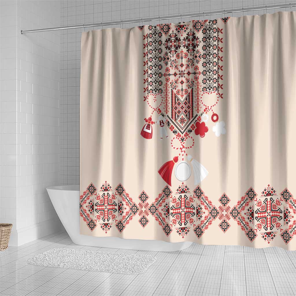 Vintage Martisor Day Martenitsa Shower Curtain Traditional Romanian Embroidery No2 LT9