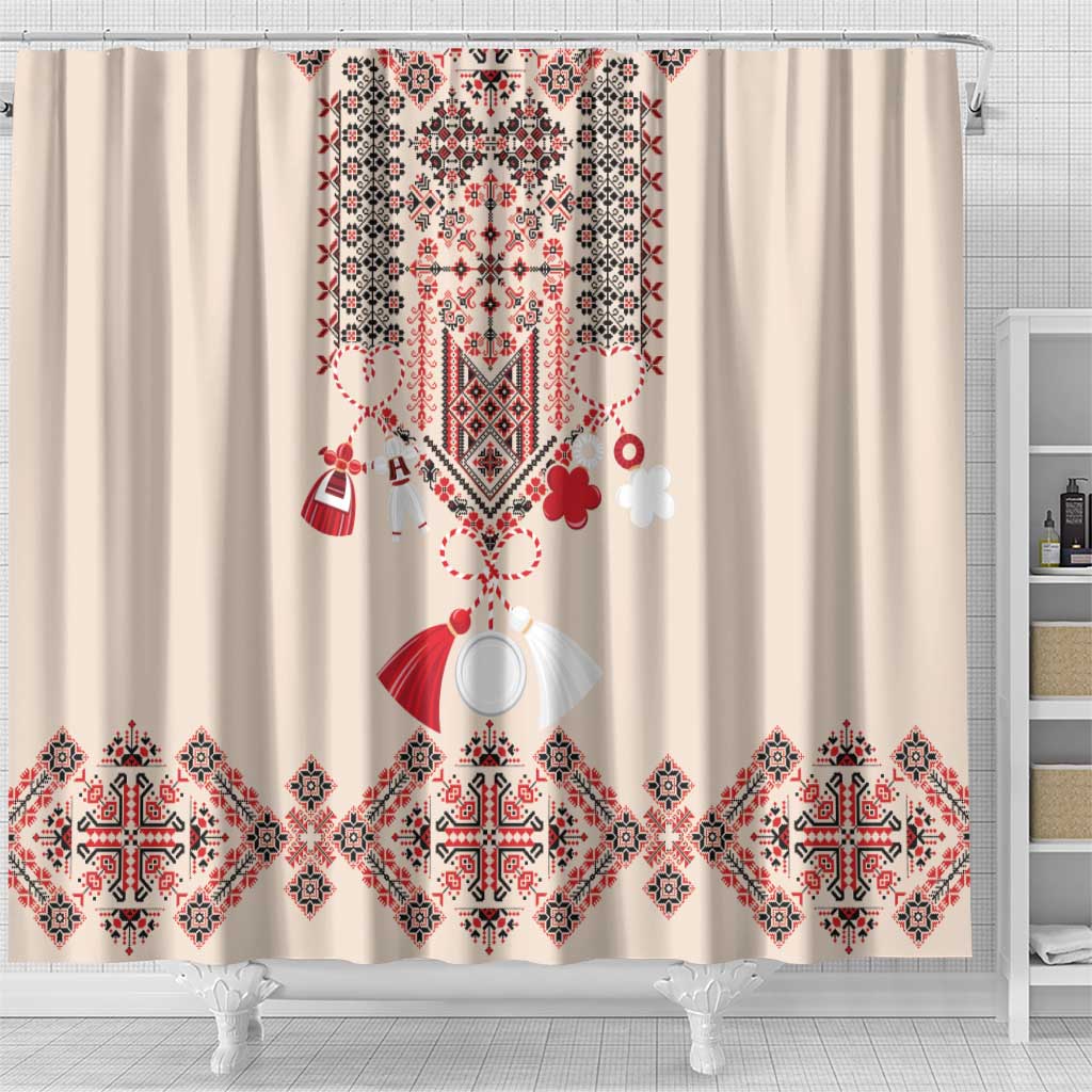Vintage Martisor Day Martenitsa Shower Curtain Traditional Romanian Embroidery No2 LT9