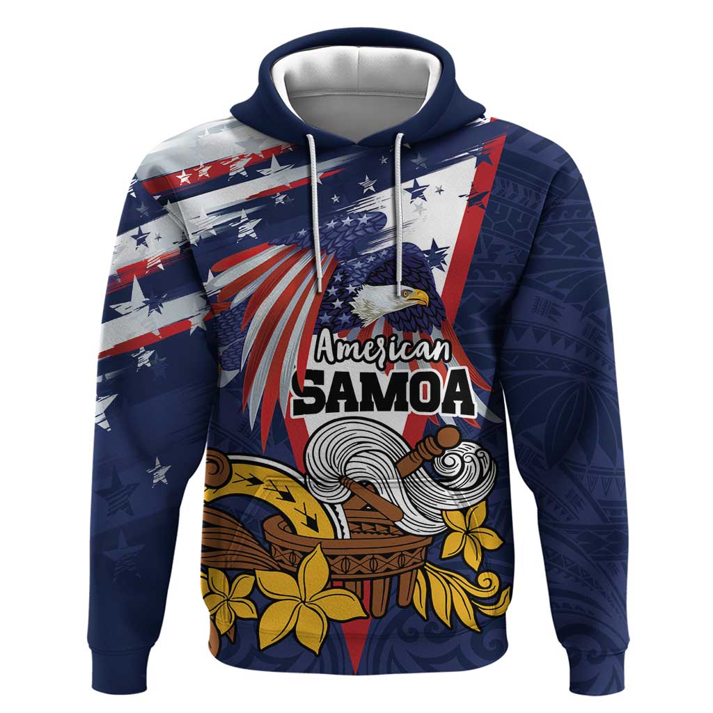 USA-American Samoa Flag Day Personalized Hoodie Bald Eagle Polynesian Tribal Pattern LT9