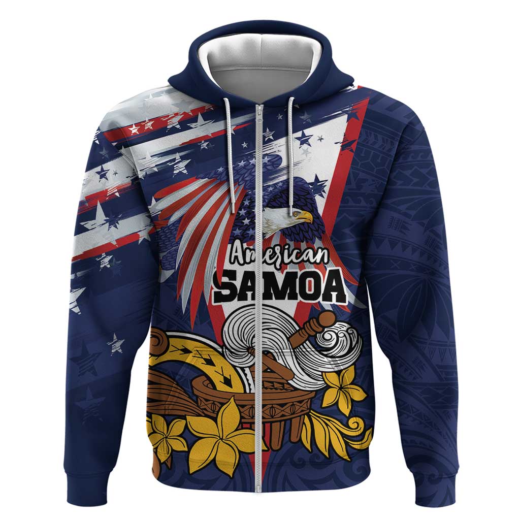 USA-American Samoa Flag Day Personalized Hoodie Bald Eagle Polynesian Tribal Pattern LT9