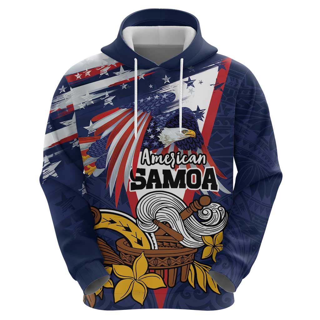 USA-American Samoa Flag Day Personalized Hoodie Bald Eagle Polynesian Tribal Pattern LT9