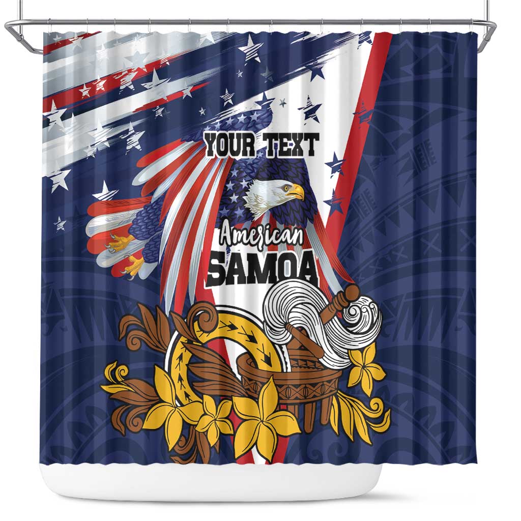 USA-American Samoa Flag Day Personalized Shower Curtain Bald Eagle Polynesian Tribal Pattern LT9