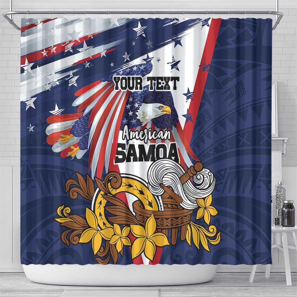 USA-American Samoa Flag Day Personalized Shower Curtain Bald Eagle Polynesian Tribal Pattern LT9