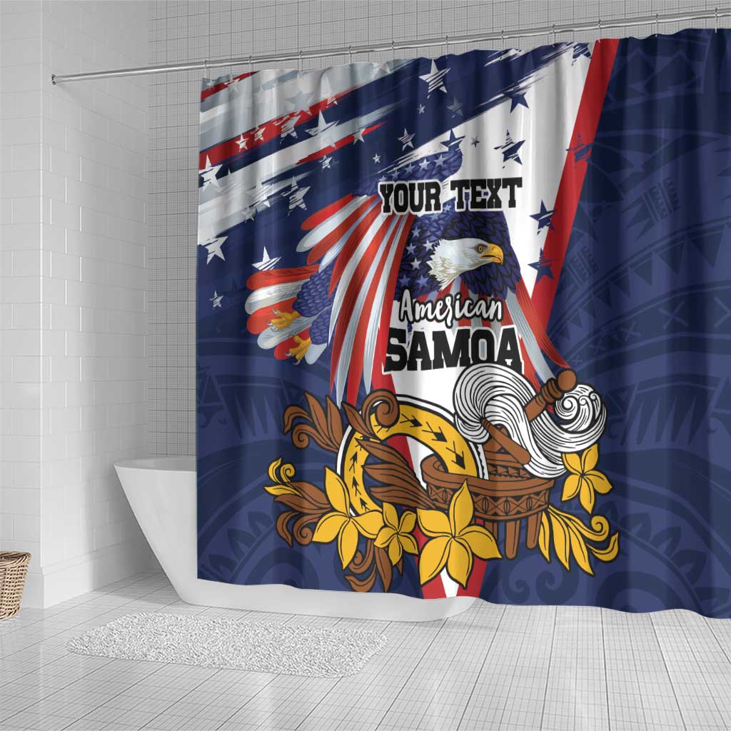 USA-American Samoa Flag Day Personalized Shower Curtain Bald Eagle Polynesian Tribal Pattern LT9