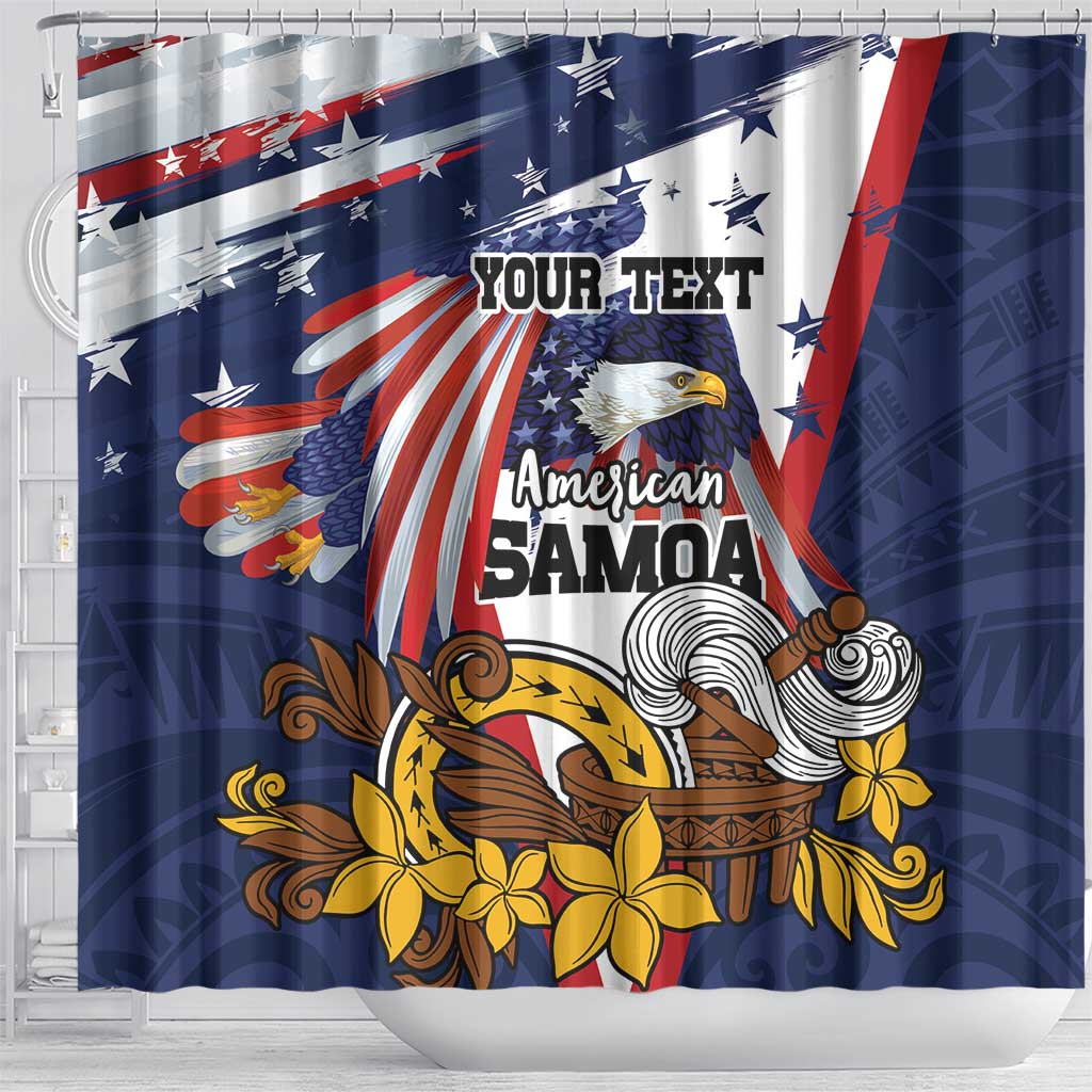 USA-American Samoa Flag Day Personalized Shower Curtain Bald Eagle Polynesian Tribal Pattern LT9