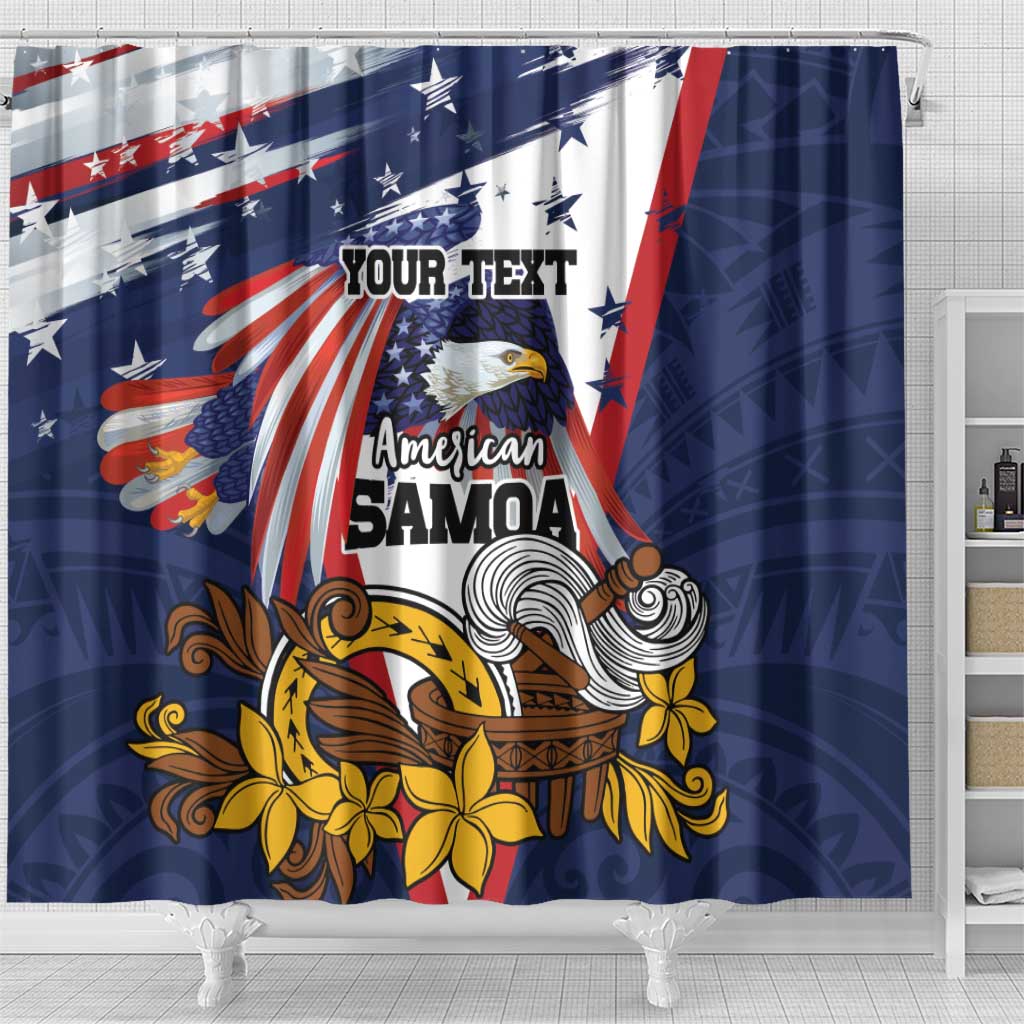 USA-American Samoa Flag Day Personalized Shower Curtain Bald Eagle Polynesian Tribal Pattern LT9