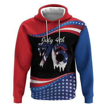 Funny Ice Cream 1776 Drip Personalized Hoodie American Flag 4th Of July LT9