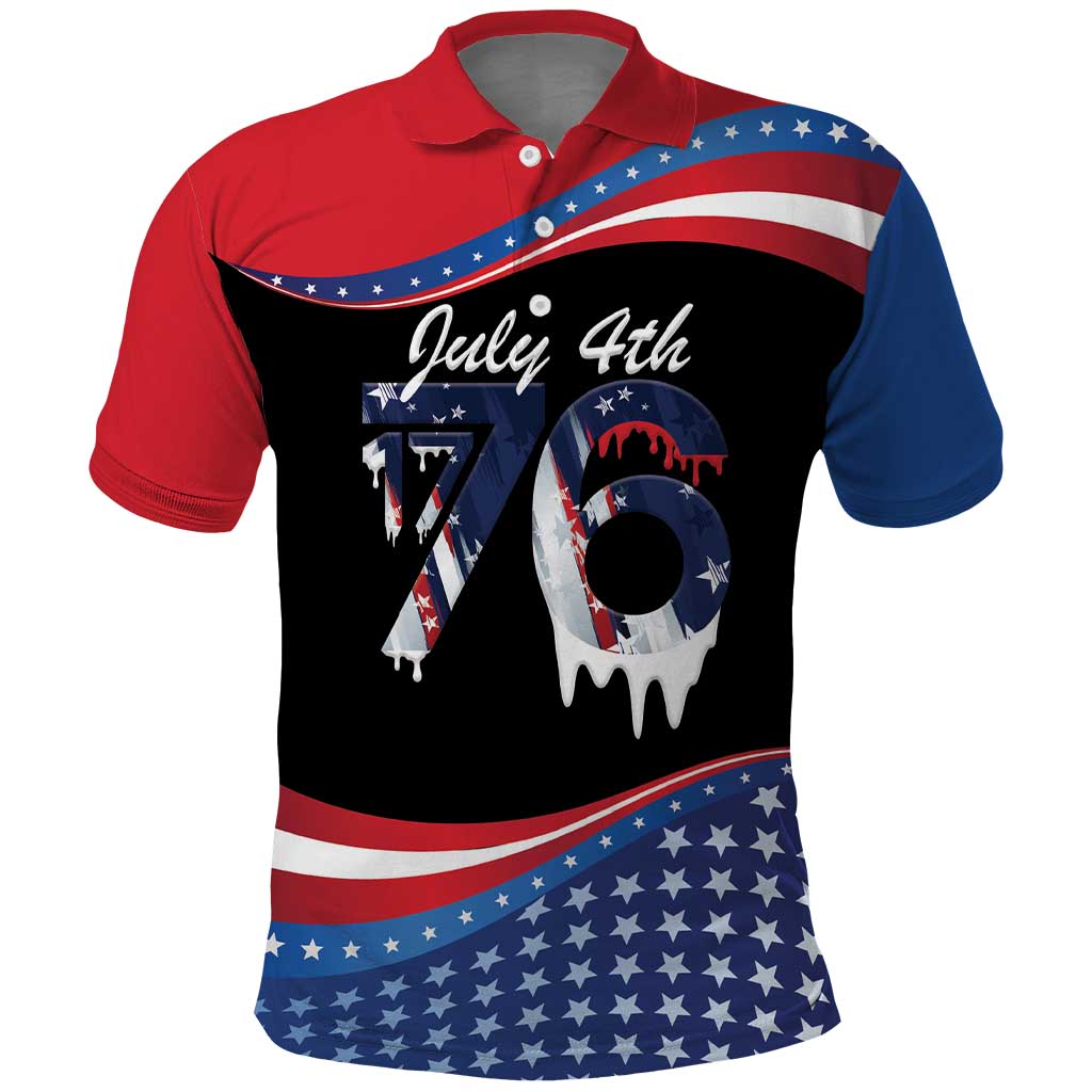 Funny Ice Cream 1776 Drip Personalized Polo Shirt American Flag 4th Of July LT9
