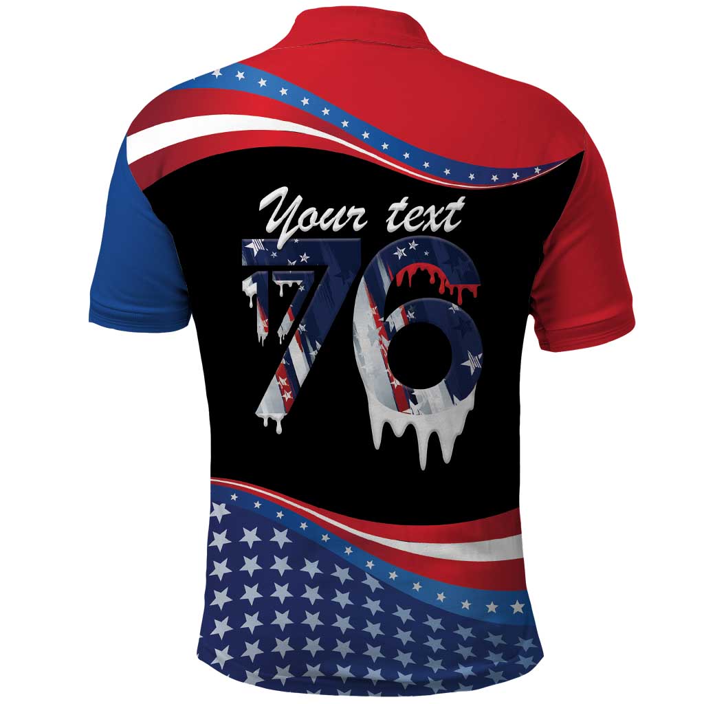 Funny Ice Cream 1776 Drip Personalized Polo Shirt American Flag 4th Of July LT9