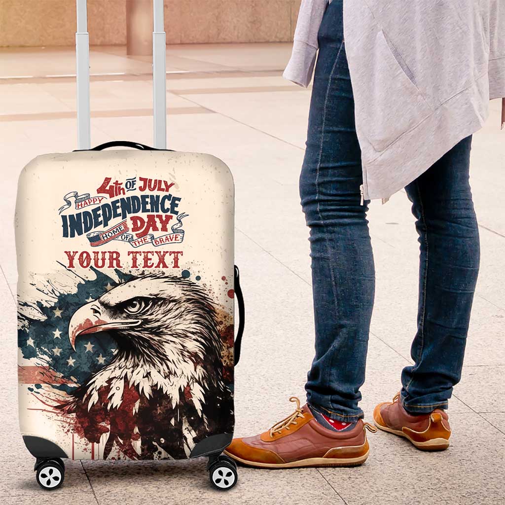Happy Fourth of July Personalized Luggage Cover Bald Eagle USA Independence Day LT9