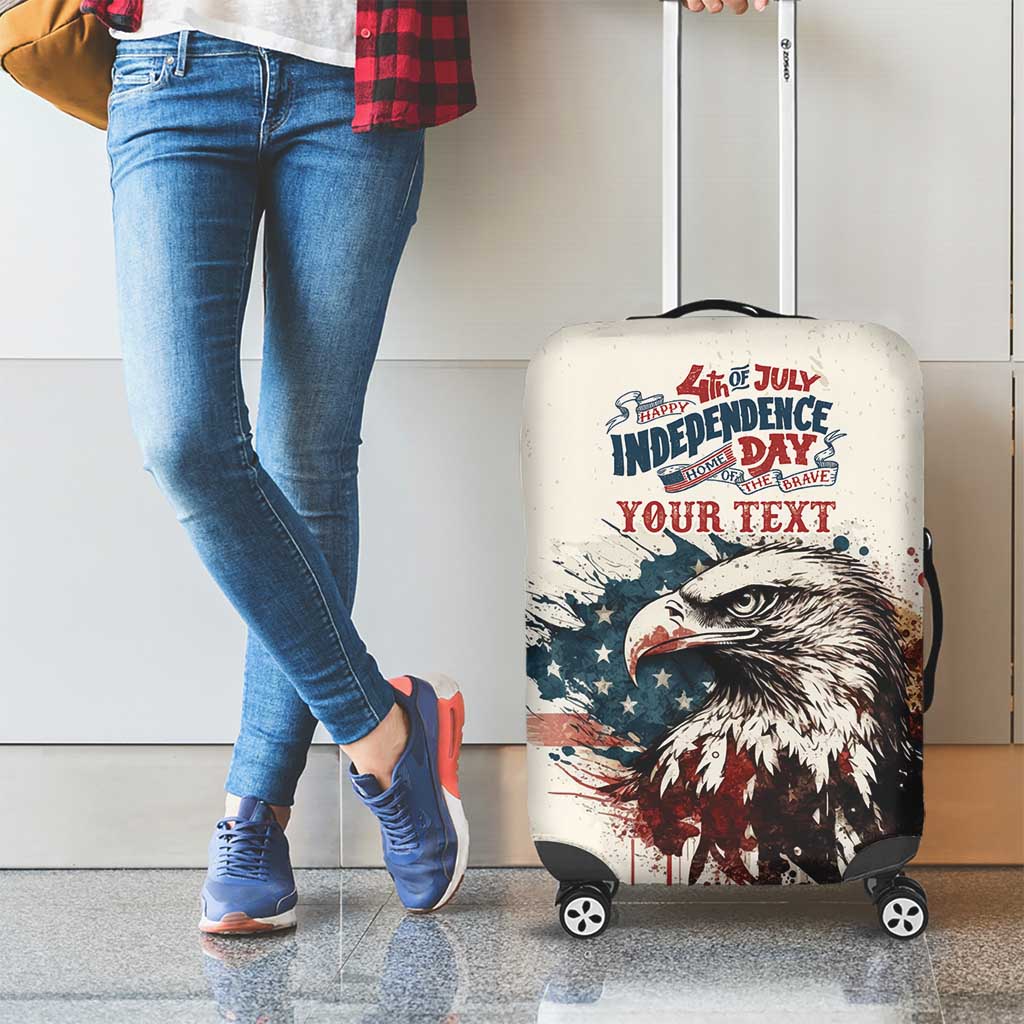 Happy Fourth of July Personalized Luggage Cover Bald Eagle USA Independence Day LT9